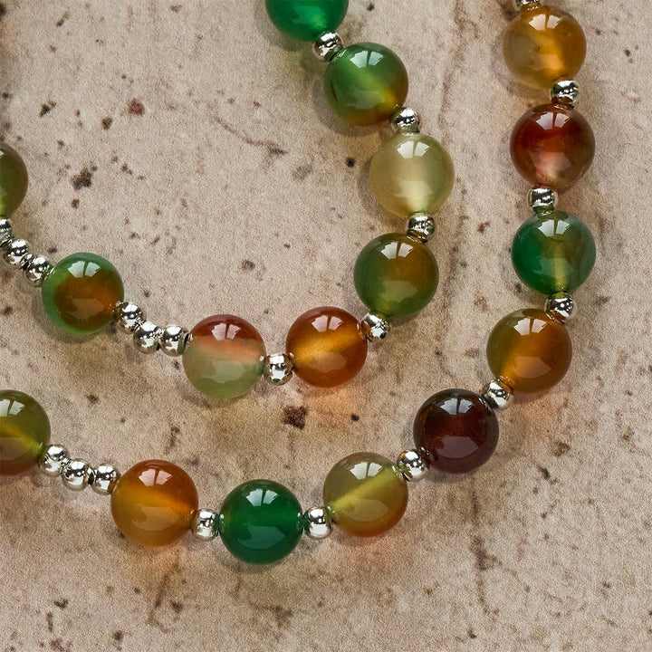 Christmas Malachite Multi-Layer Rosary Bracelet with Cross & Medal