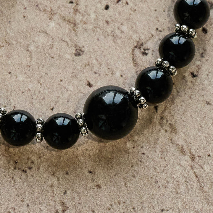 Spiritual Armor Black Obsidian Bracelet with Cross Charm: Pray without Fear