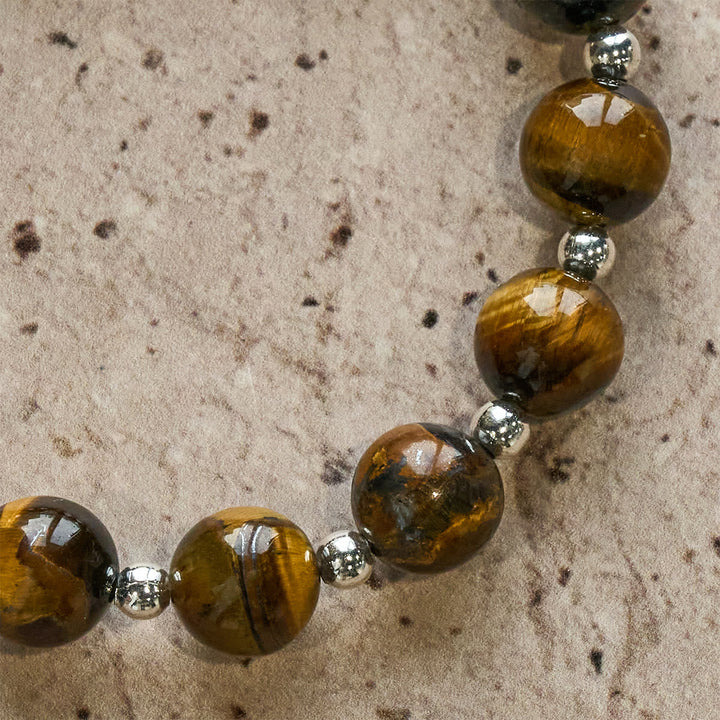 Courage in Christ Tiger Eye Stone Bracelet with Cross Charm: Pray without Fear