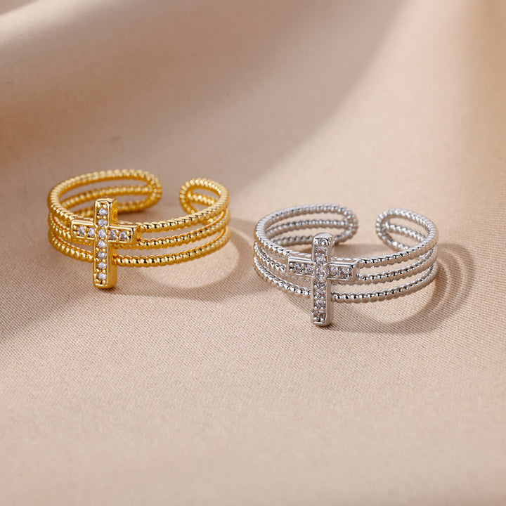 Sparkling Cross Ring: Zircon - Studded Design for Faith - Driven Gifting