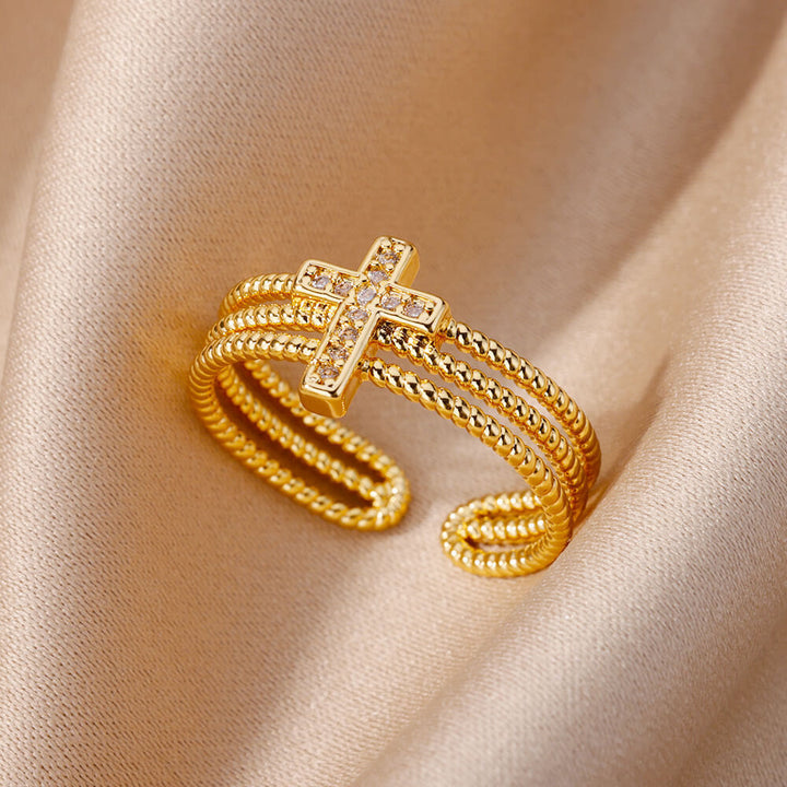 Sparkling Cross Ring: Zircon - Studded Design for Faith - Driven Gifting