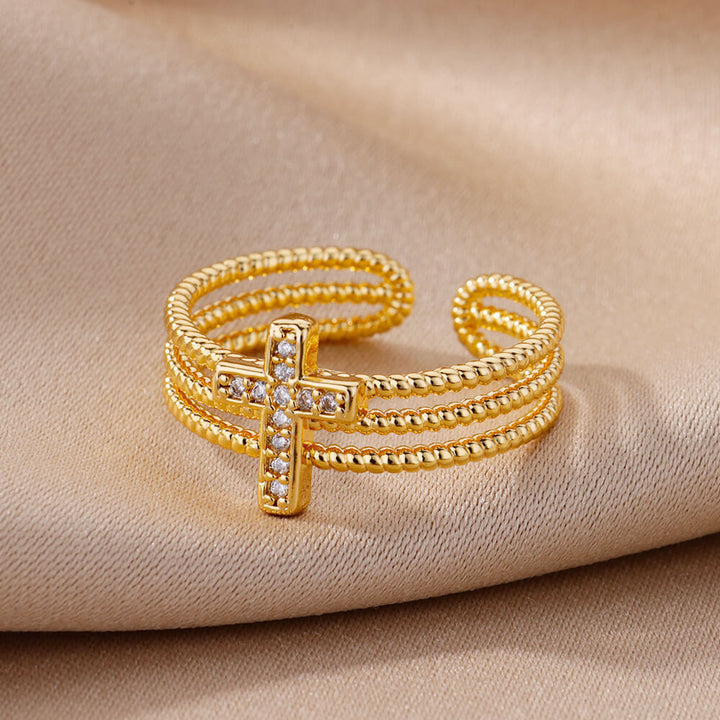 Sparkling Cross Ring: Zircon - Studded Design for Faith - Driven Gifting