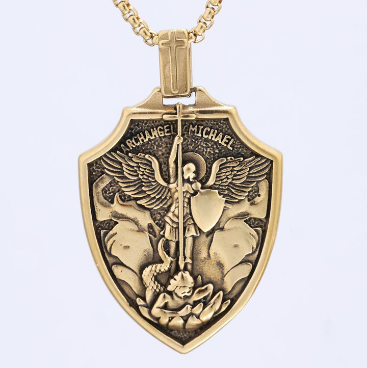 Archangel Michael Shield Pendant Necklace: Faith & Protection for Daily Wear