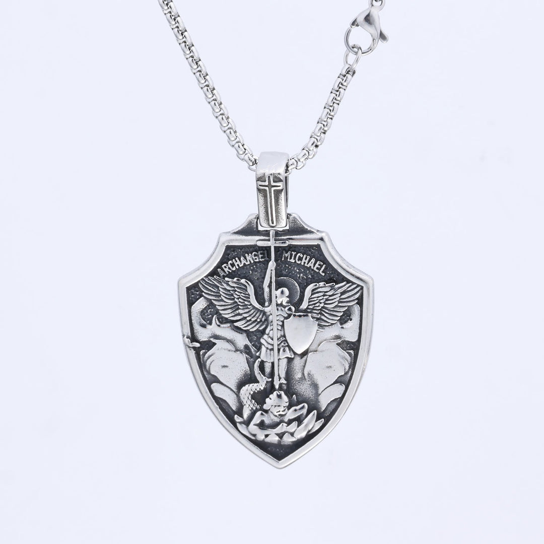 Archangel Michael Shield Pendant Necklace: Faith & Protection for Daily Wear