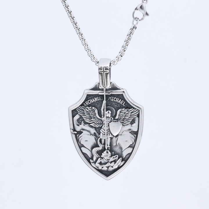 Archangel Michael Shield Pendant Necklace: Faith & Protection for Daily Wear