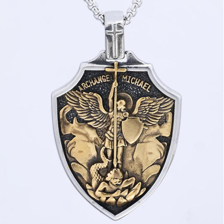 Archangel Michael Shield Pendant Necklace: Faith & Protection for Daily Wear