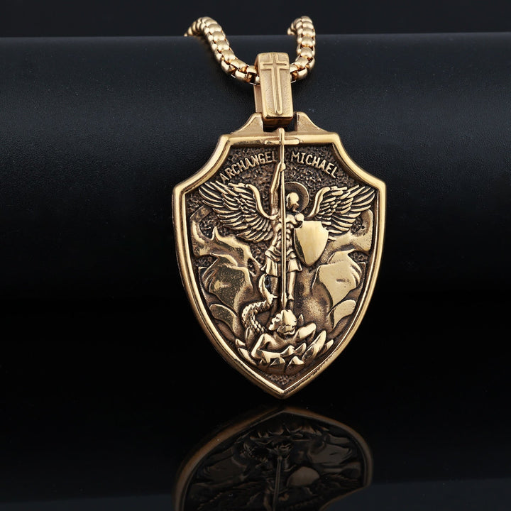 Archangel Michael Shield Pendant Necklace: Faith & Protection for Daily Wear