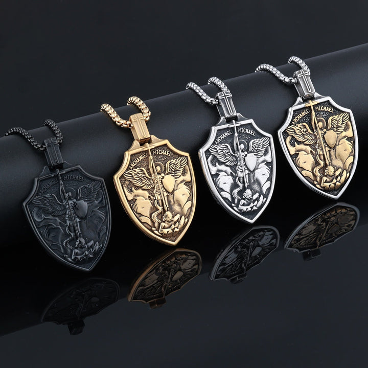 Archangel Michael Shield Pendant Necklace: Faith & Protection for Daily Wear