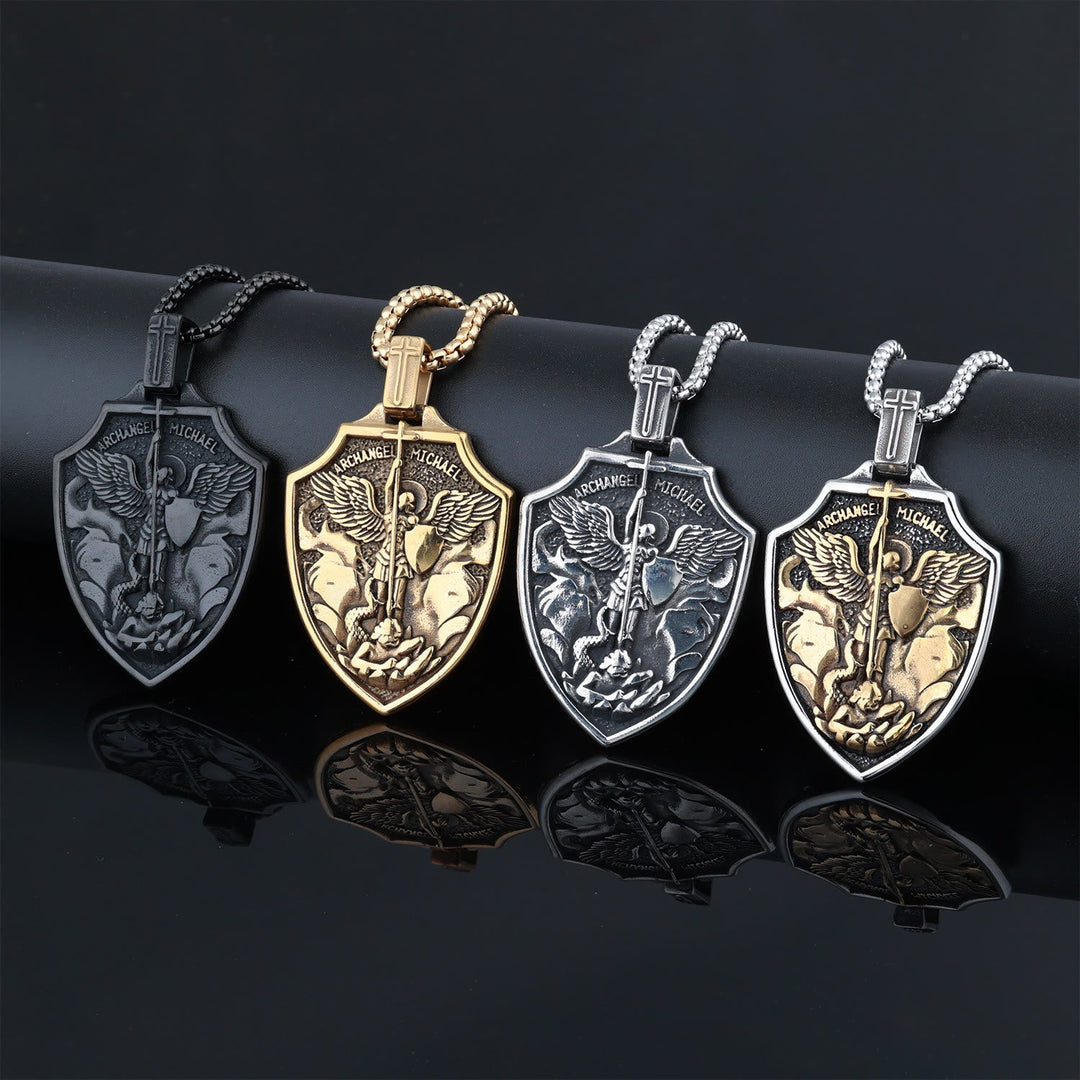 Archangel Michael Shield Pendant Necklace: Faith & Protection for Daily Wear