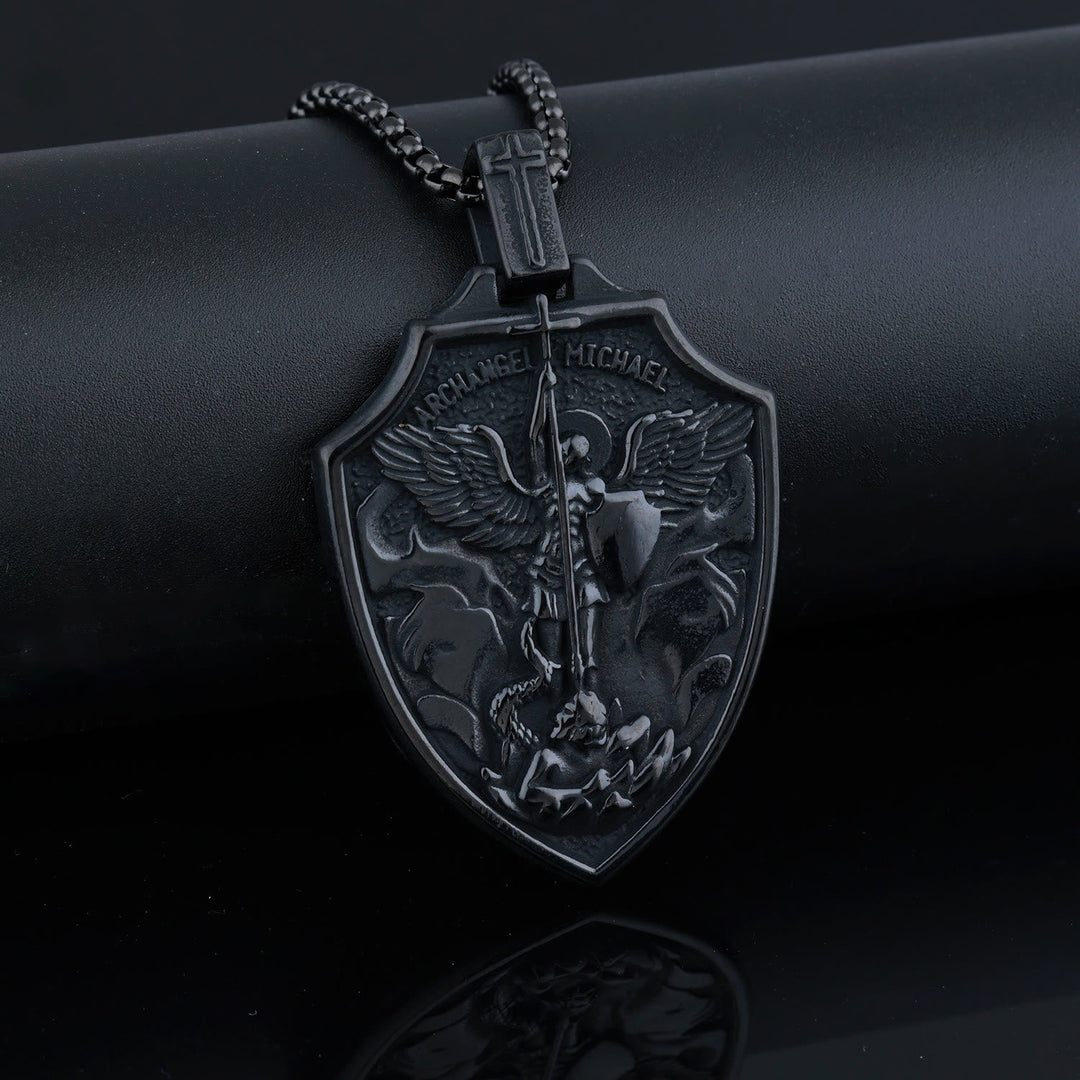 Archangel Michael Shield Pendant Necklace: Faith & Protection for Daily Wear