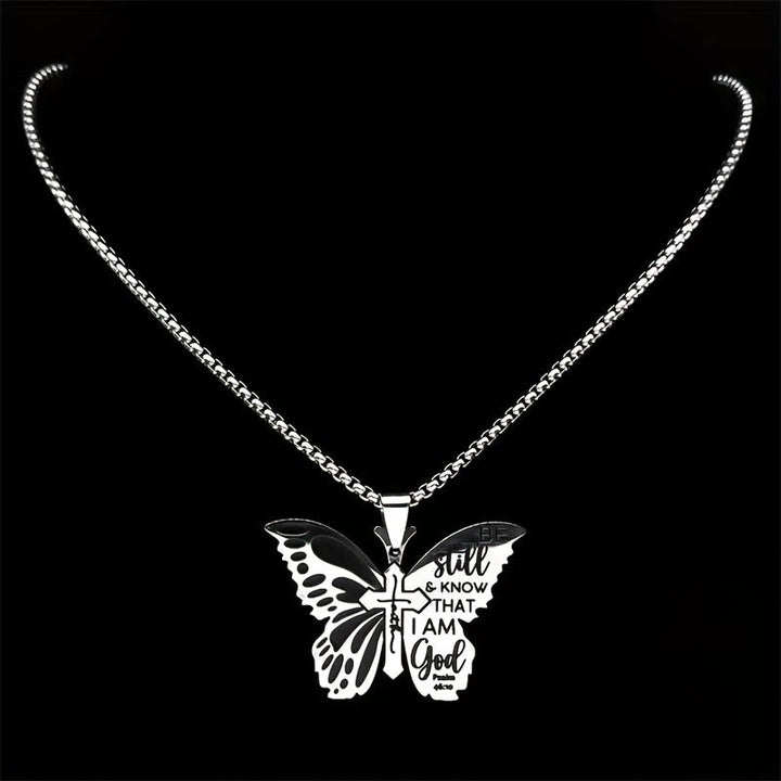 Psalm 46:10 Butterfly Cross Necklace: Biblical Faith Heritage for Daily Life