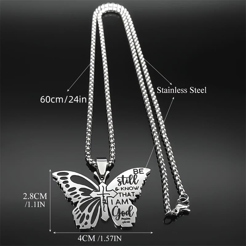 Psalm 46:10 Butterfly Cross Necklace: Biblical Faith Heritage for Daily Life