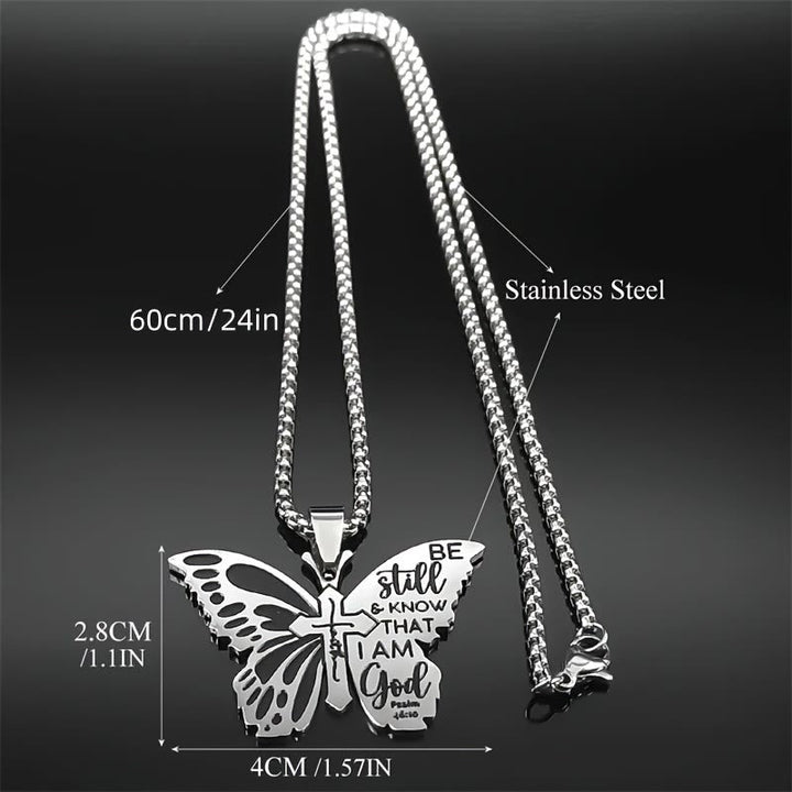 Psalm 46:10 Butterfly Cross Necklace: Biblical Faith Heritage for Daily Life