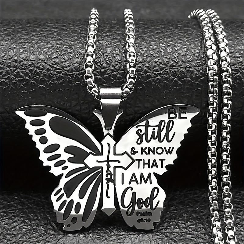Psalm 46:10 Butterfly Cross Necklace: Biblical Faith Heritage for Daily Life