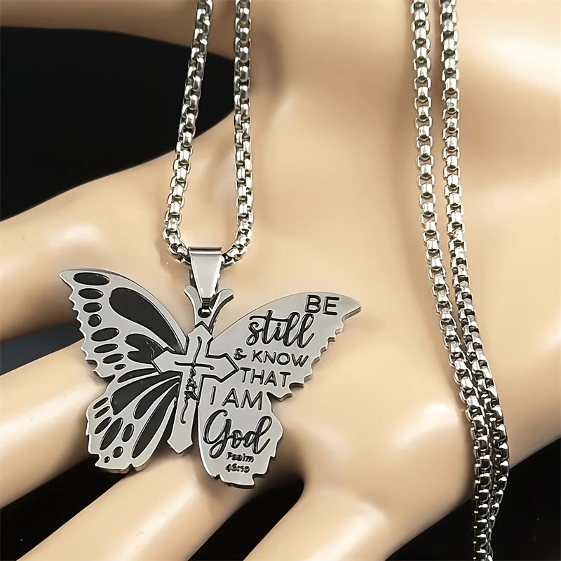 Psalm 46:10 Butterfly Cross Necklace: Biblical Faith Heritage for Daily Life