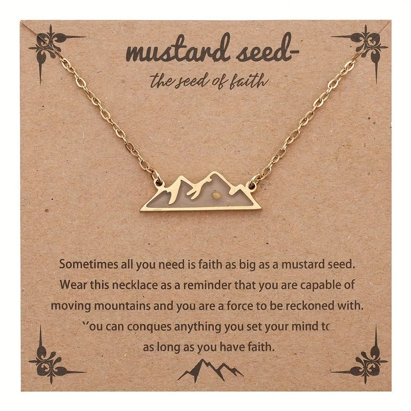 Minimalist Mustard Seed Mountain Necklace: Faith Expression in Daily Wear