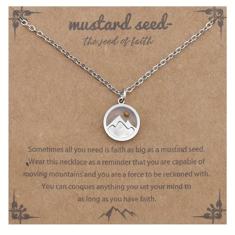Minimalist Mustard Seed Mountain Necklace: Faith Expression in Daily Wear