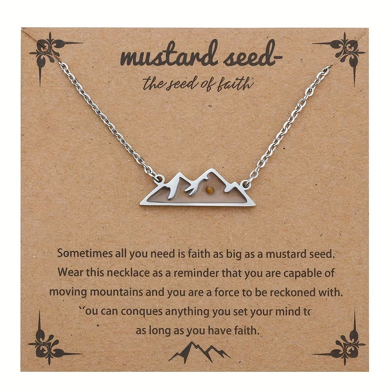 Minimalist Mustard Seed Mountain Necklace: Faith Expression in Daily Wear