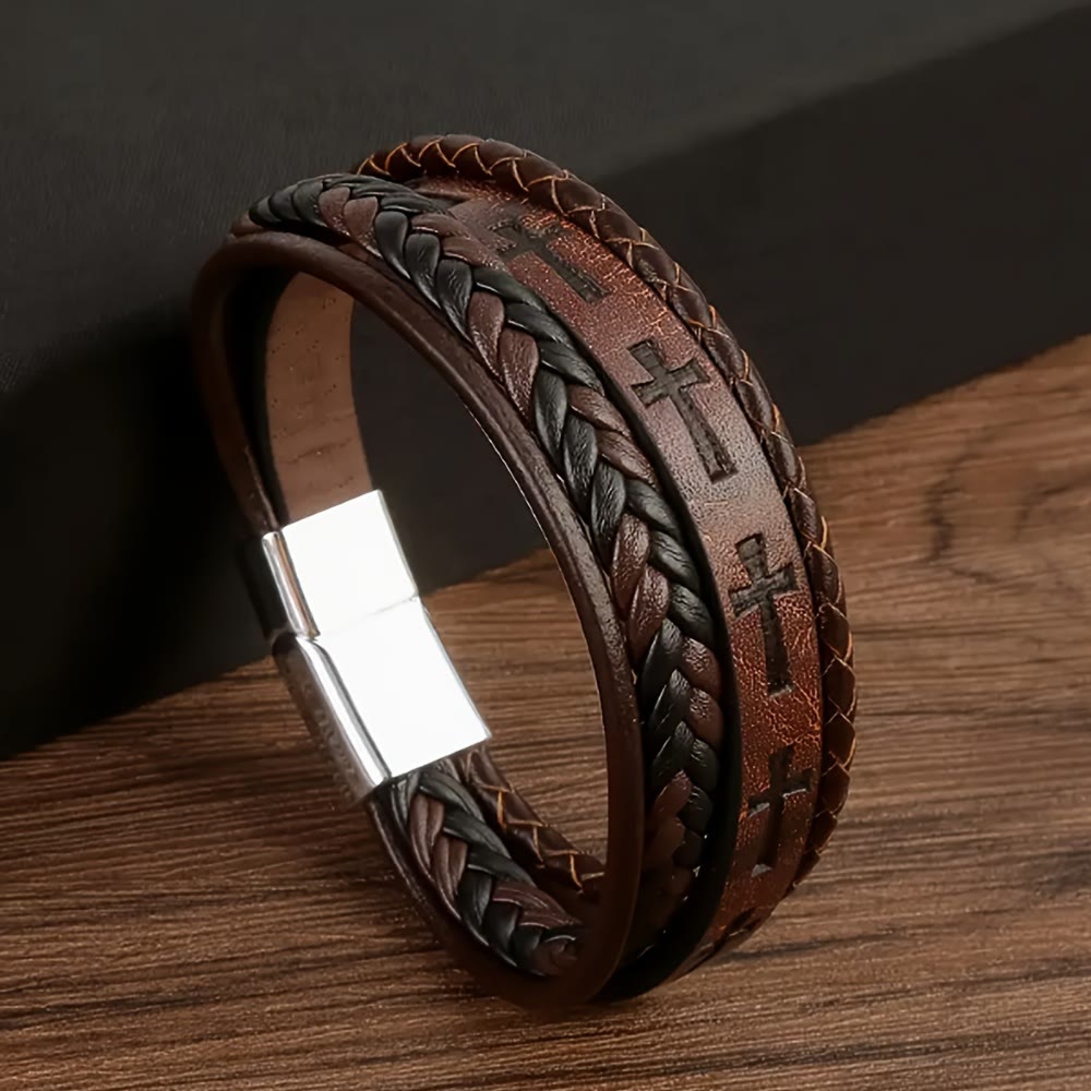 Braided Leather Cross Bracelet: Rugged Faith Statement for Daily Devotion