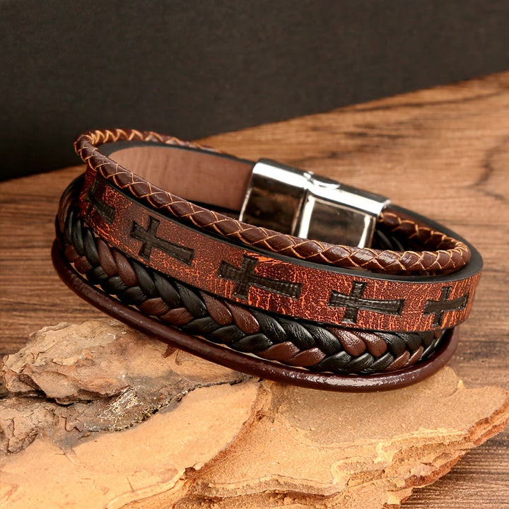 Braided Leather Cross Bracelet: Rugged Faith Statement for Daily Devotion