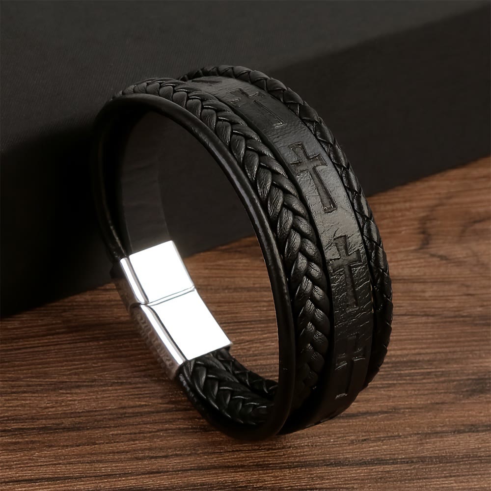 Braided Leather Cross Bracelet: Rugged Faith Statement for Daily Devotion