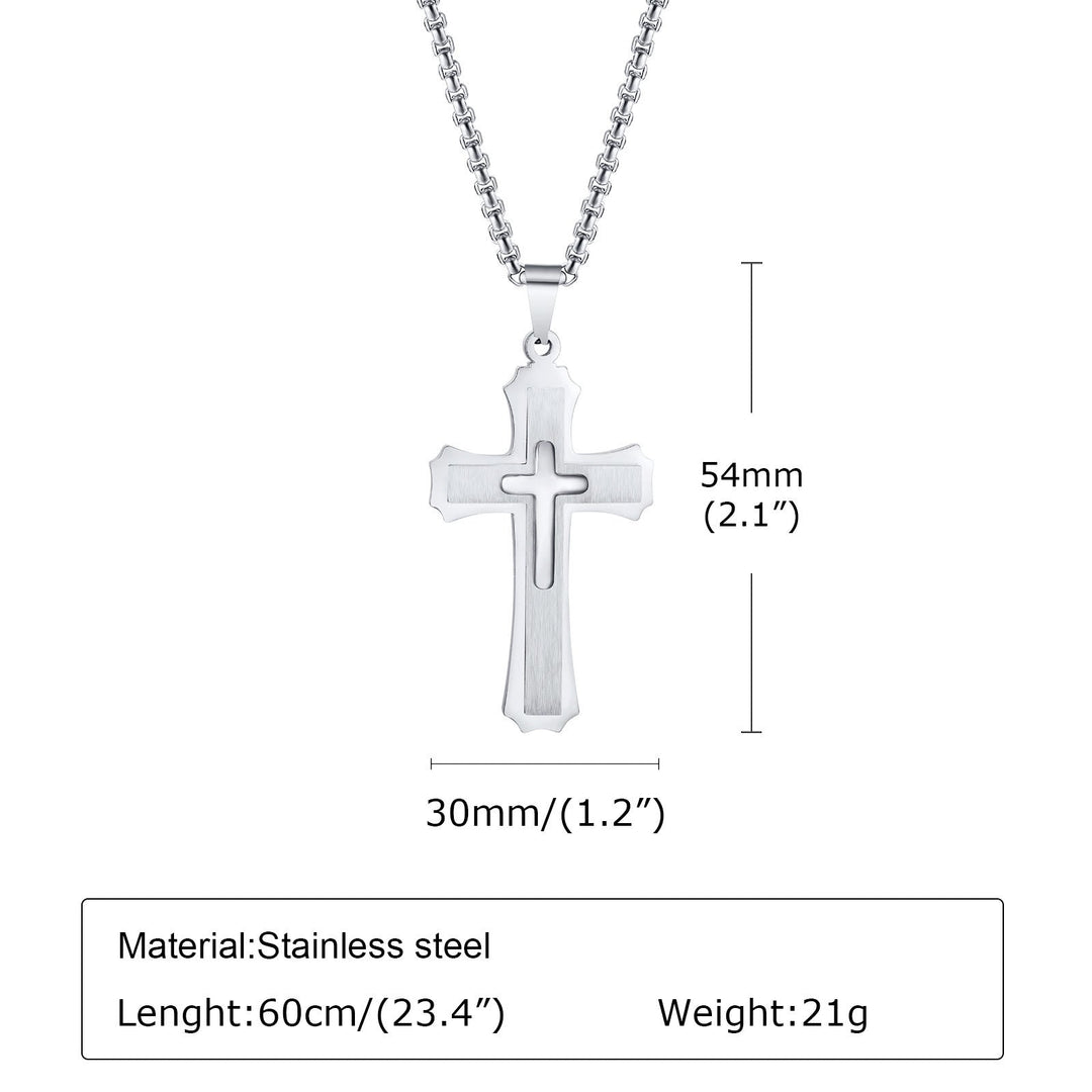 4-Colored Cross Guardian Pendant Necklace: Faith & Protection for Daily Life