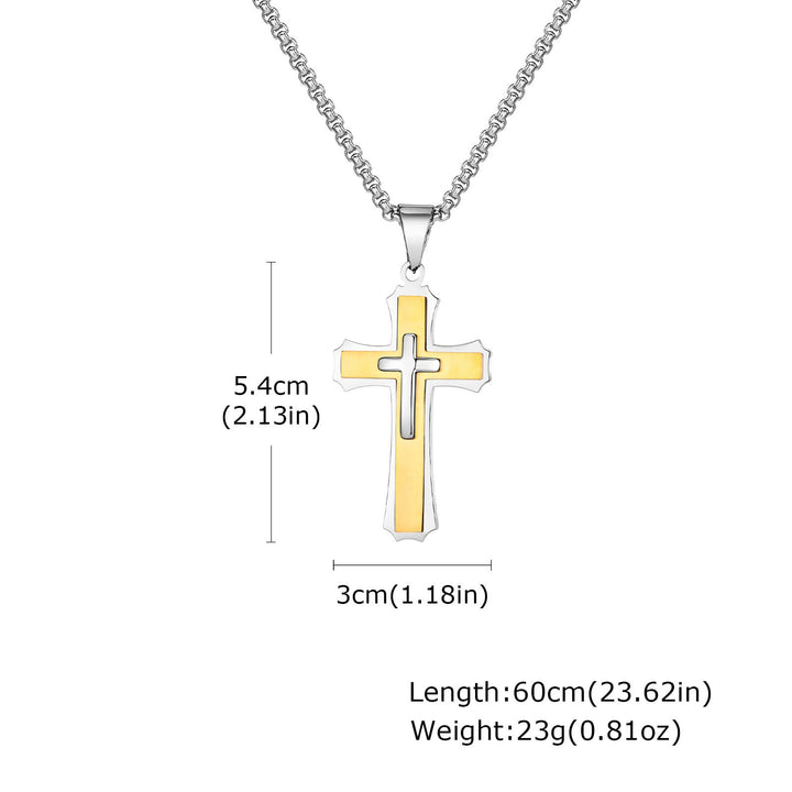 4-Colored Cross Guardian Pendant Necklace: Faith & Protection for Daily Life
