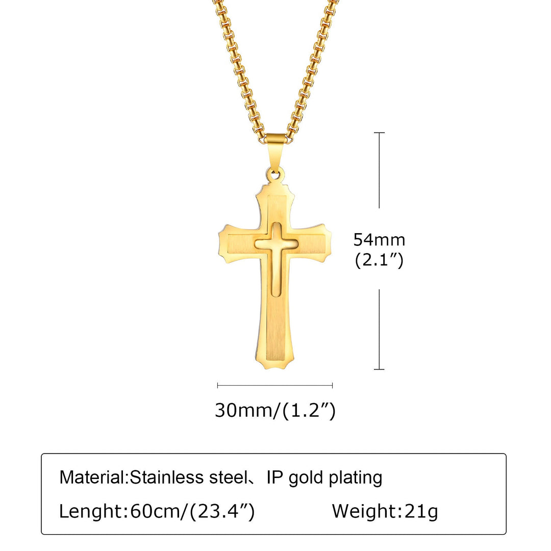 4-Colored Cross Guardian Pendant Necklace: Faith & Protection for Daily Life