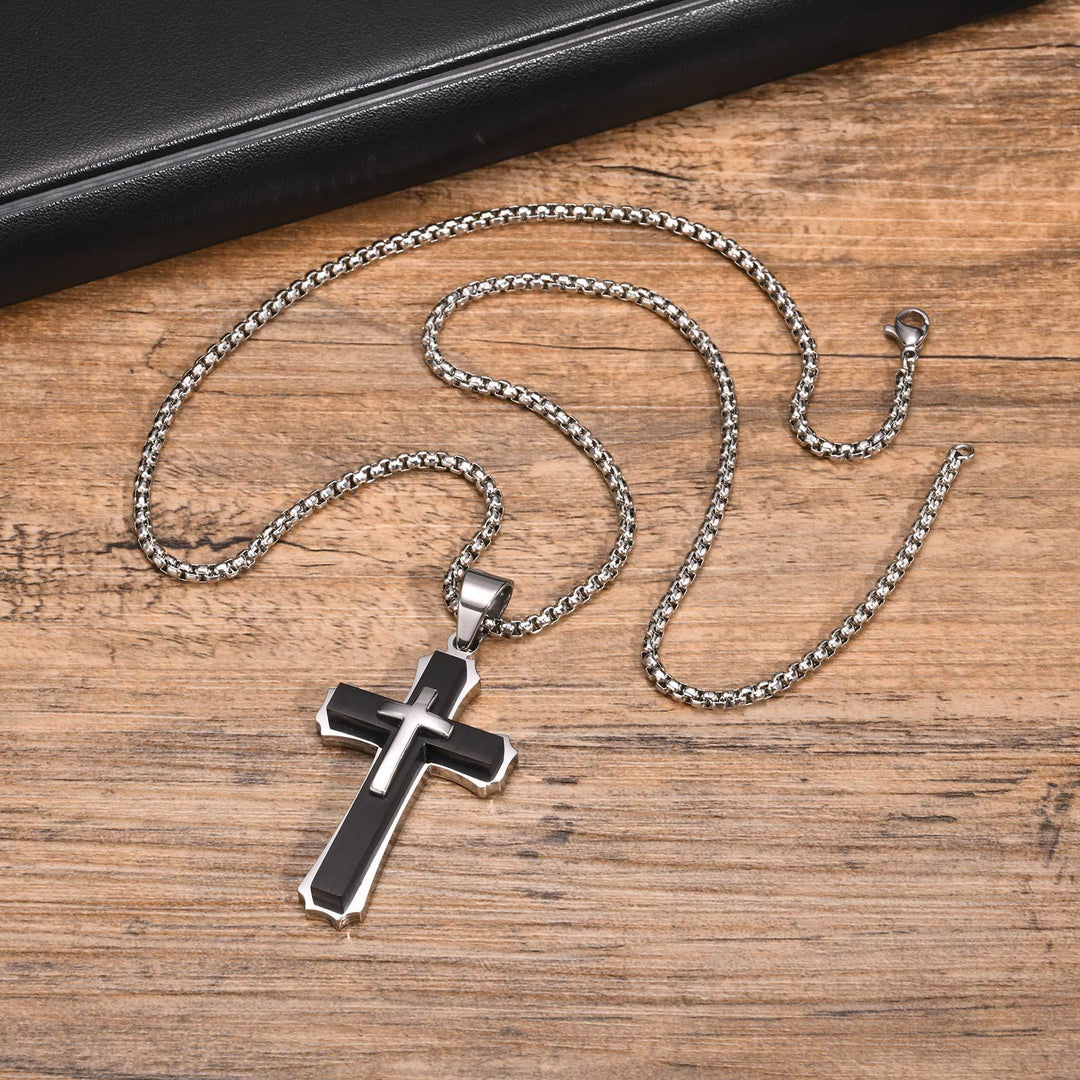 4-Colored Cross Guardian Pendant Necklace: Faith & Protection for Daily Life