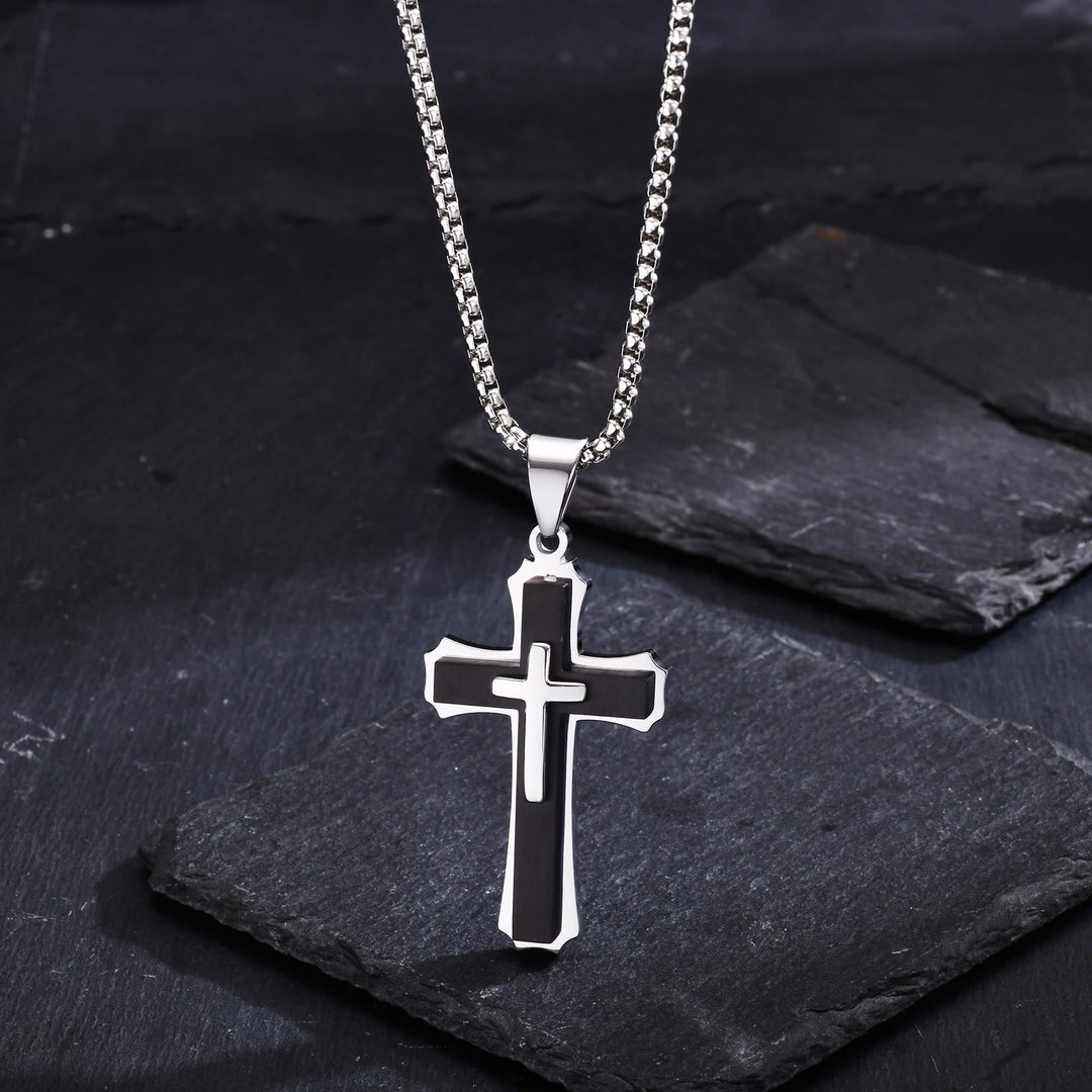 4-Colored Cross Guardian Pendant Necklace: Faith & Protection for Daily Life