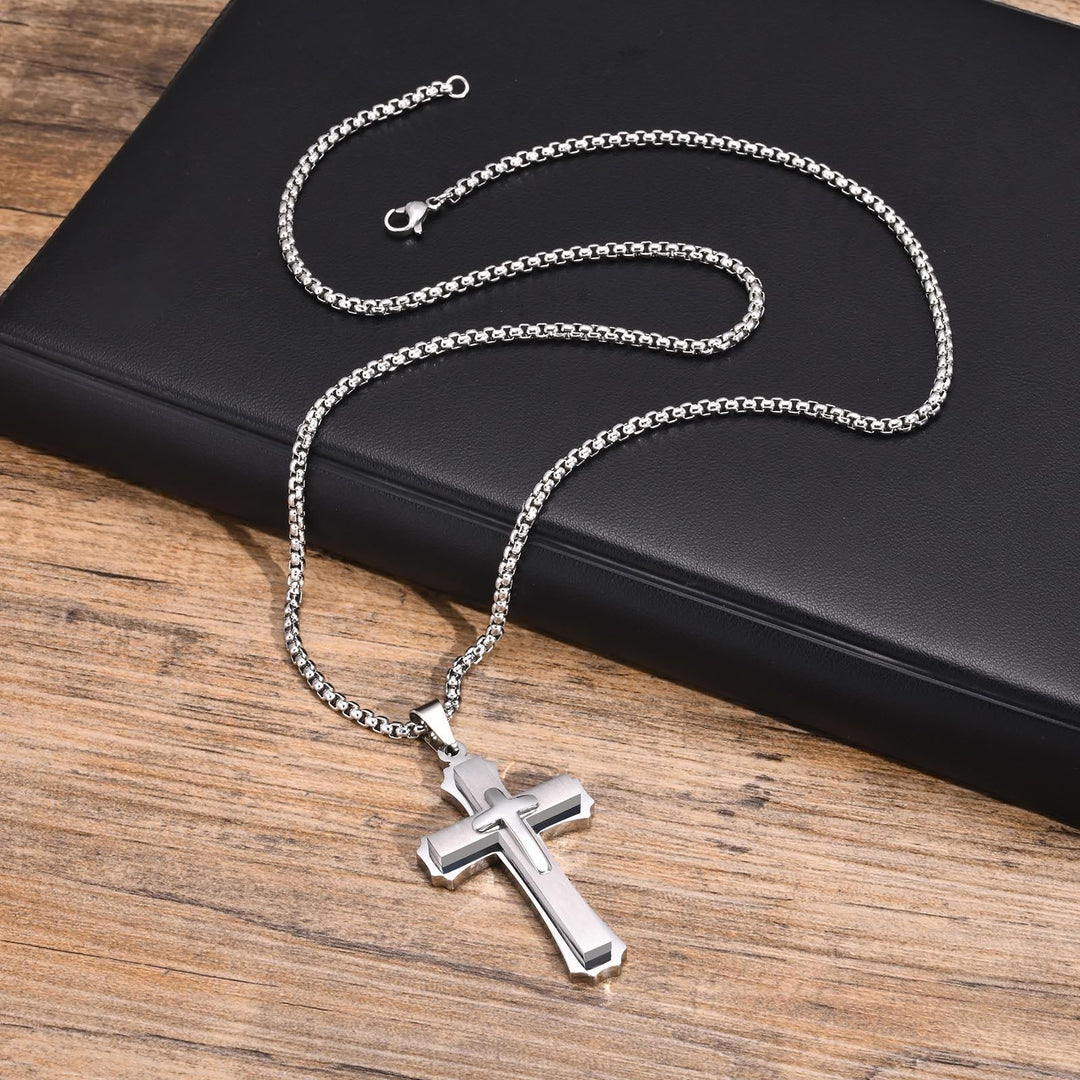 4-Colored Cross Guardian Pendant Necklace: Faith & Protection for Daily Life