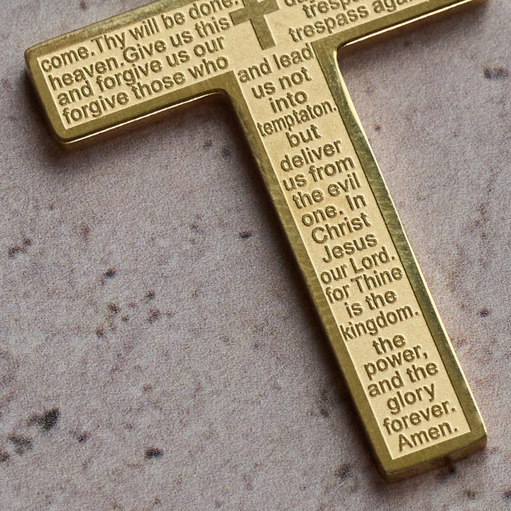 Stainless Steel Lord's Prayer Pendant Cross Necklace