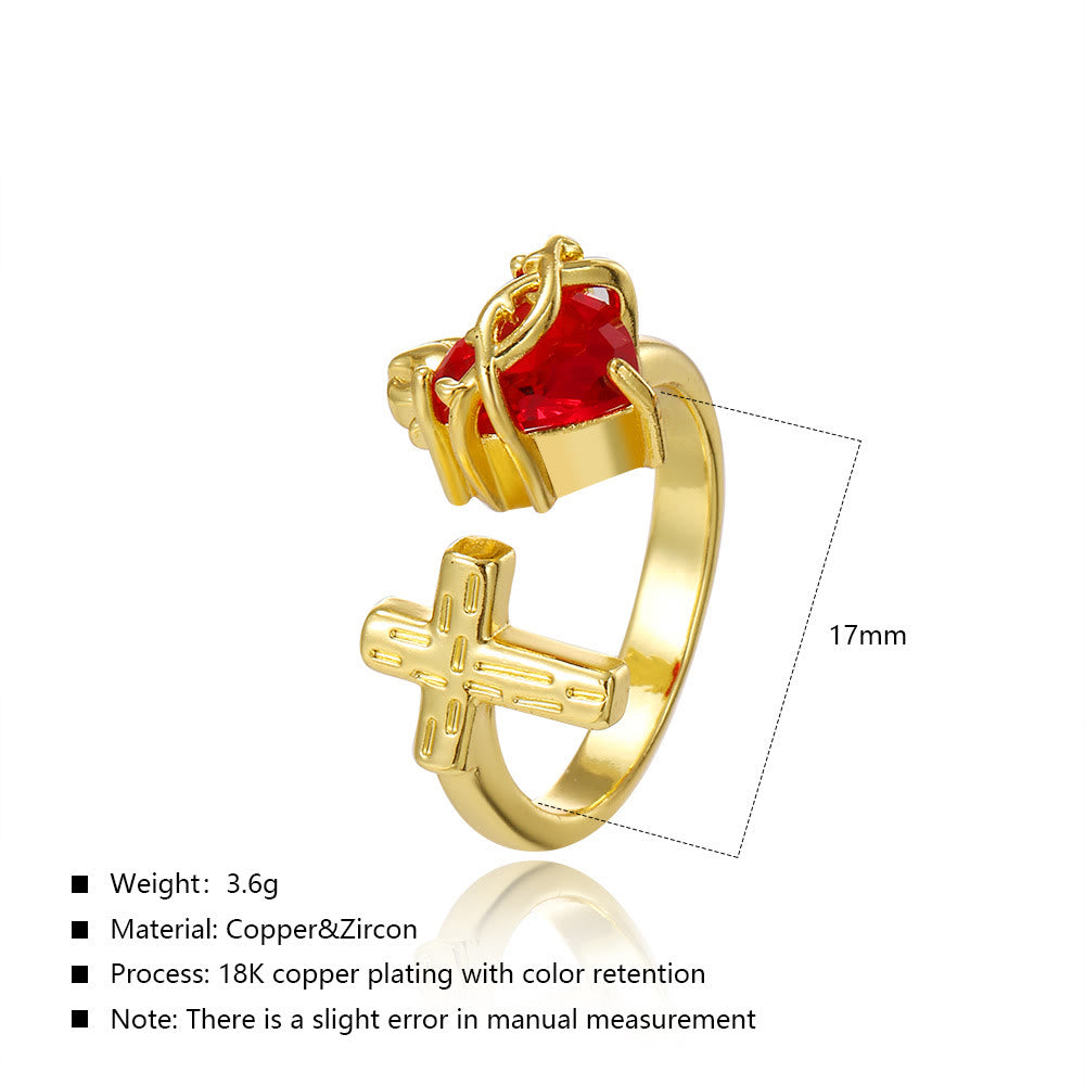 Sacred Heart & Cross Ring: Faithful Devotion & Elegant Symbolism for Daily Wear