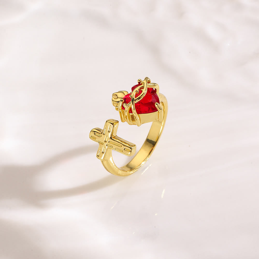 Sacred Heart & Cross Ring: Faithful Devotion & Elegant Symbolism for Daily Wear