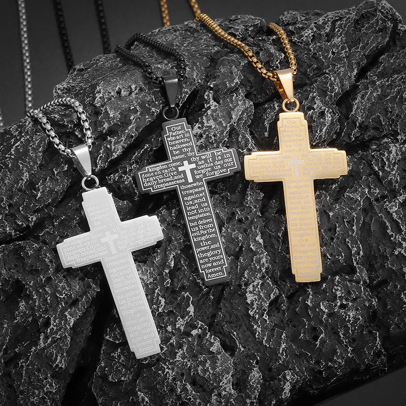 Scripture Cross Pendant Necklace: Biblical Verse & Faithful Devotion