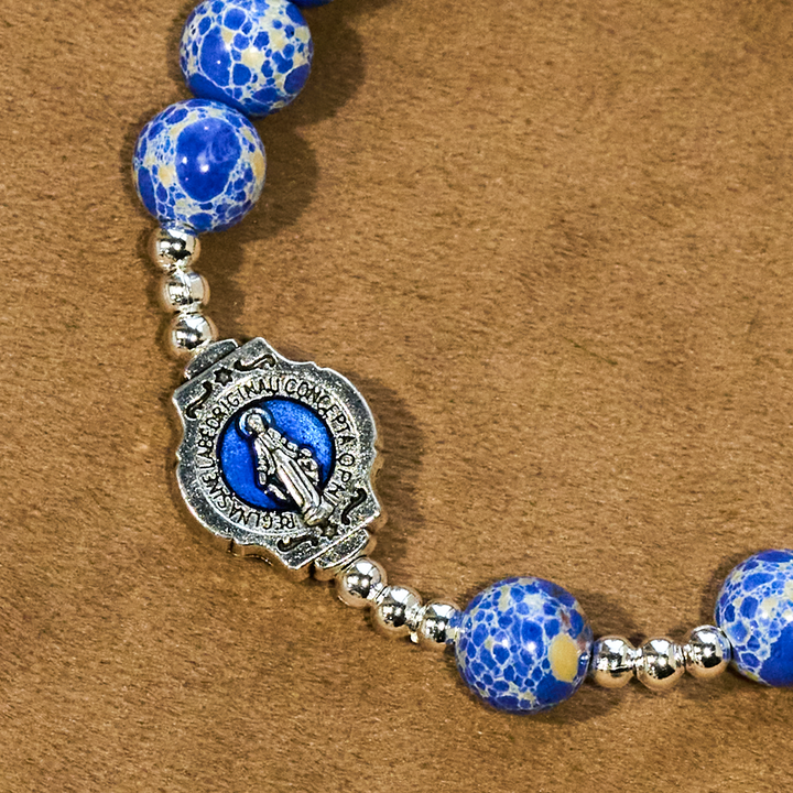 Blue Imperial Stone Marian Bracelet: A Token of Prayer and Peace