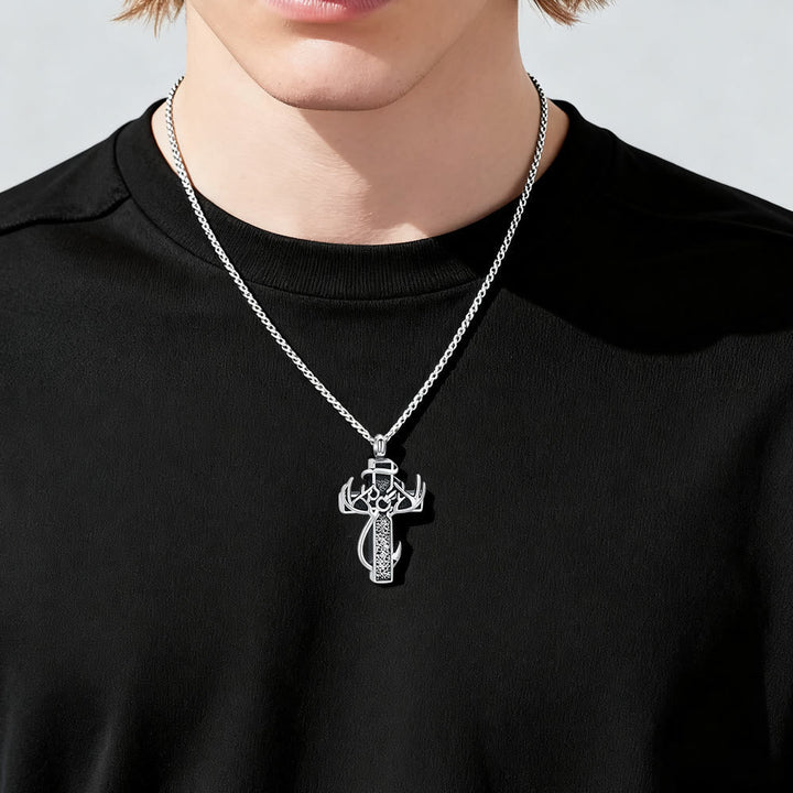 Hunting & Fishing Cross Pendant Necklace: Outdoor Faith & Spiritual Devotion