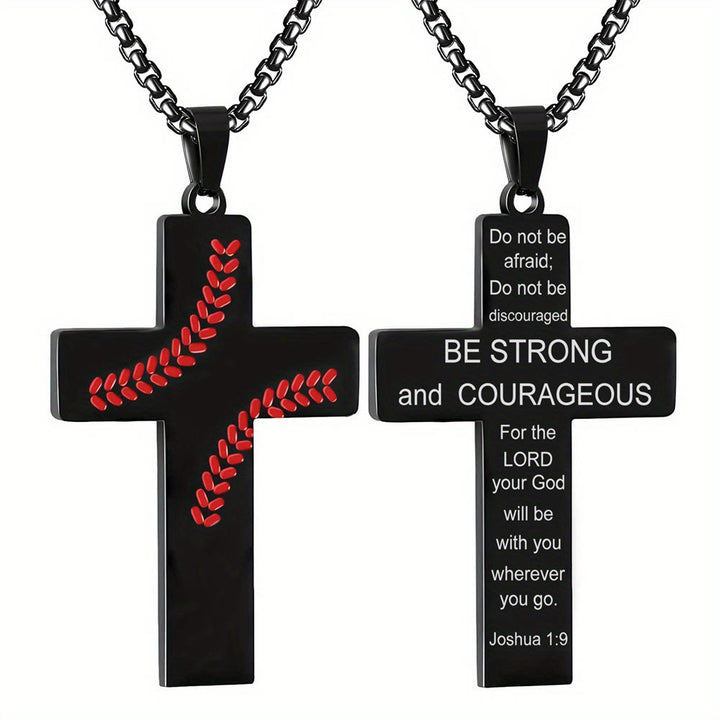 Baseball Stitch Cross Necklace: Athletic Devotion & Inspirational Quote