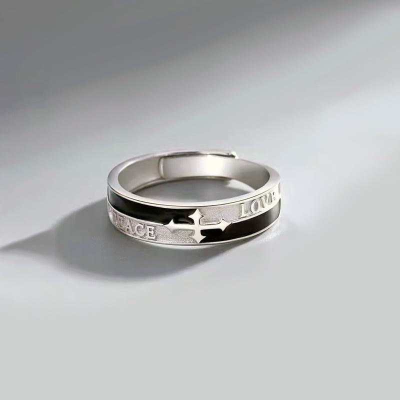 Cross Faith Ring: Peace, Love & Timeless Devotion