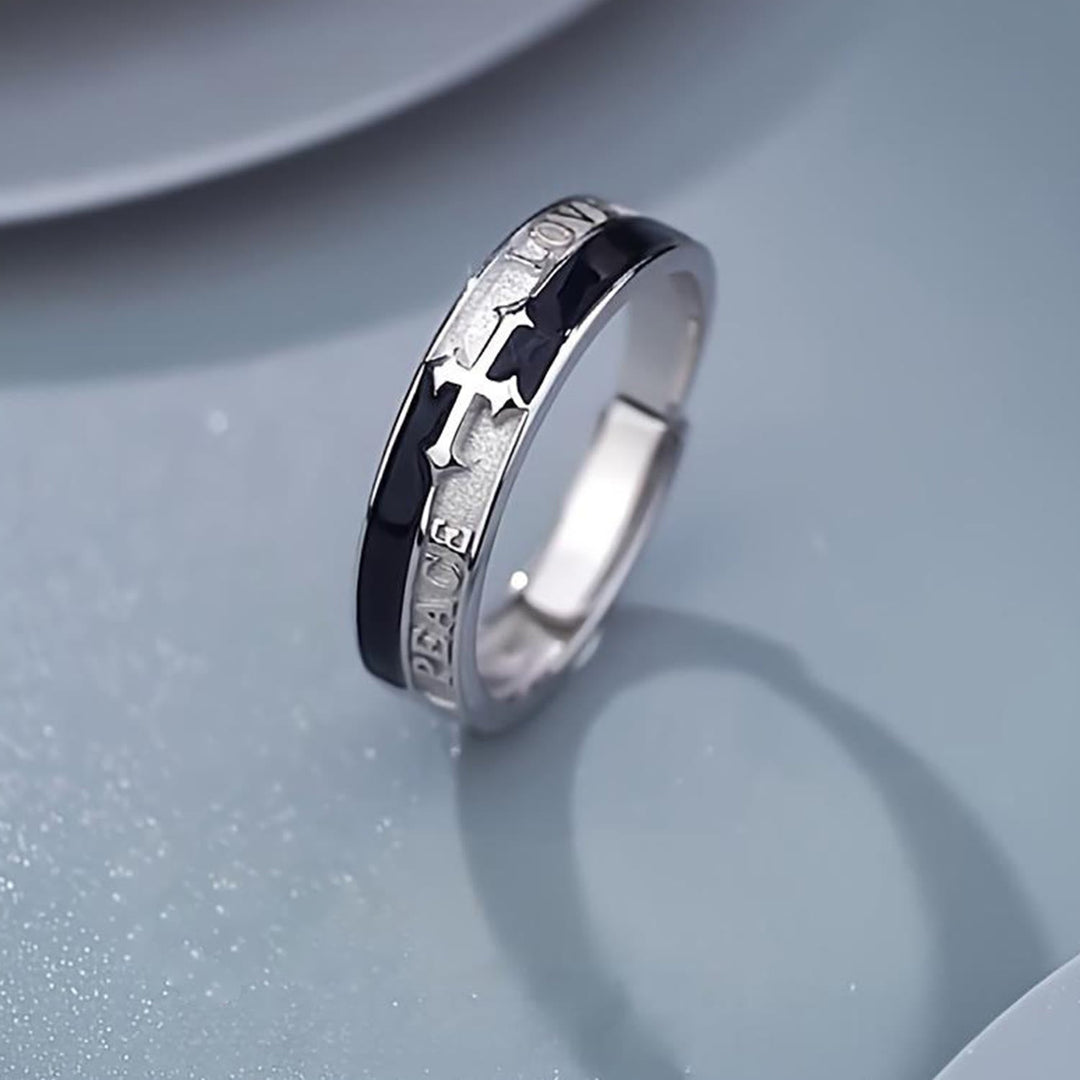 Cross Faith Ring: Peace, Love & Timeless Devotion