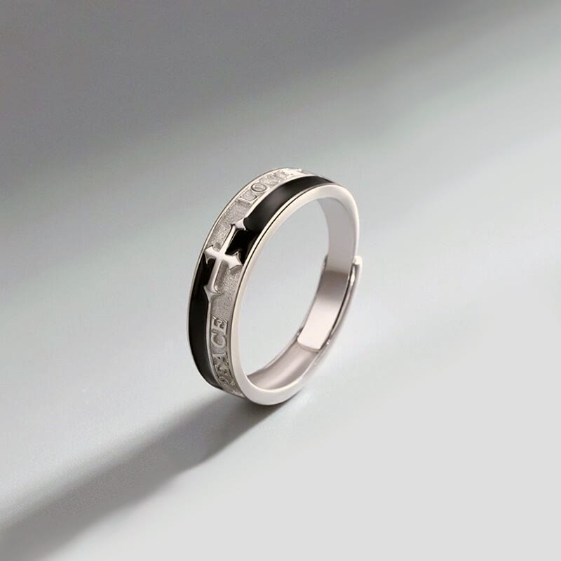 Cross Faith Ring: Peace, Love & Timeless Devotion