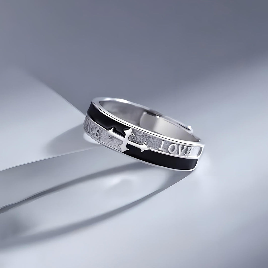 Cross Faith Ring: Peace, Love & Timeless Devotion