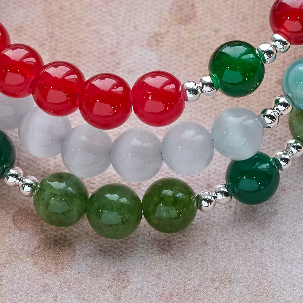 Christmas Jade Agate Rosary Bracelet: Faith & Festive Devotion