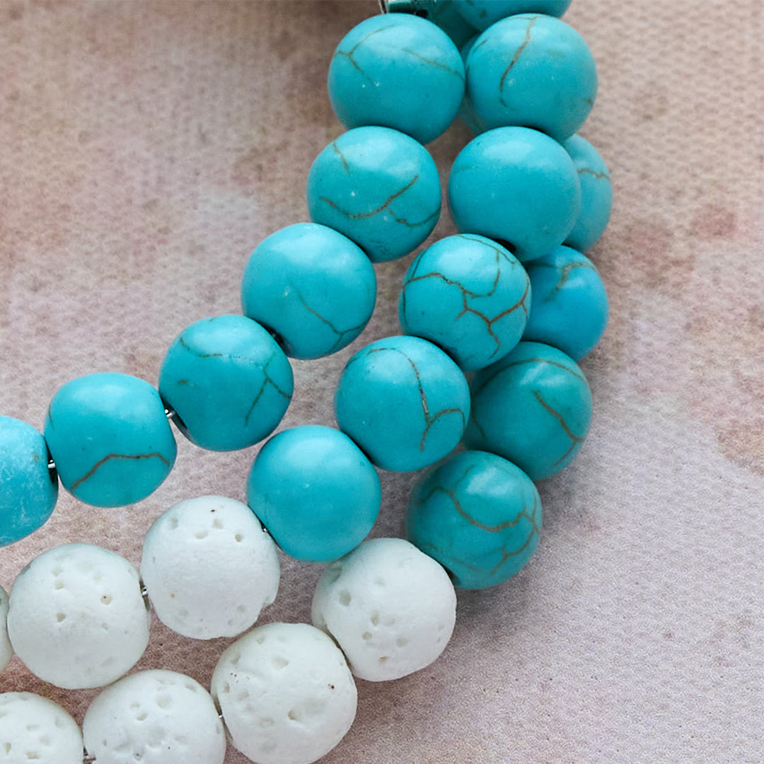 Gypsum & Turquoise Rosary Bracelet: Devotion & Heavenly Calm