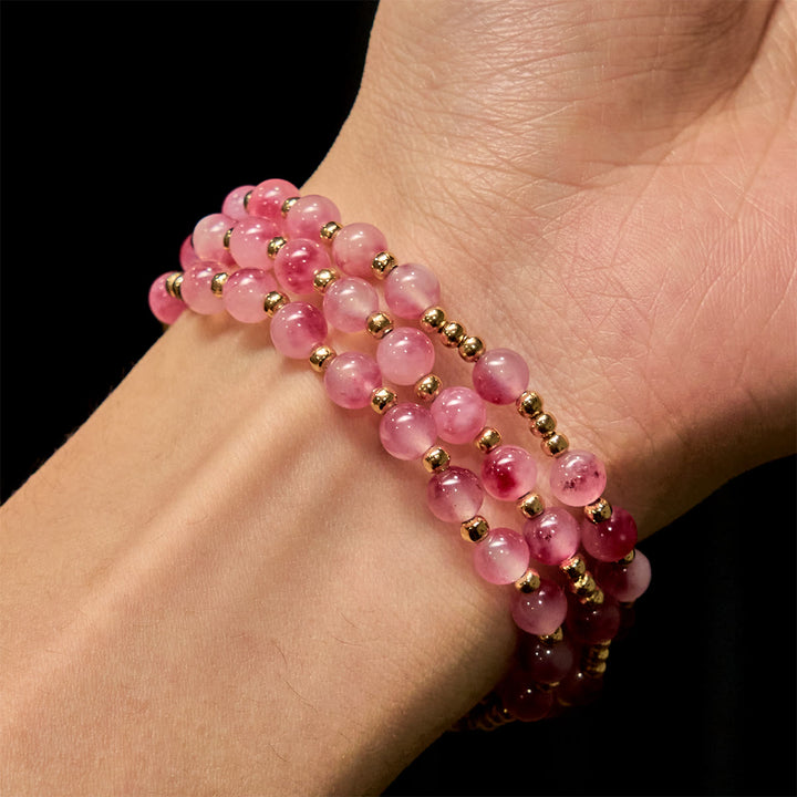 Rose Red Agate Bead Rosary Bracelet: Devotion & Heavenly Elegance