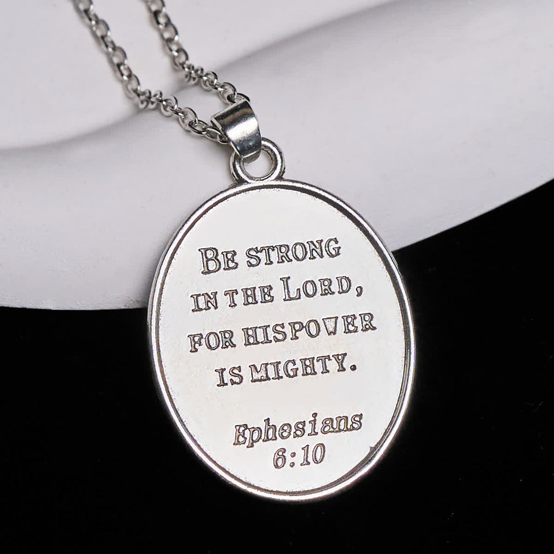 Two Tone Sword & Oval Shield St. Michael Pendant Necklace