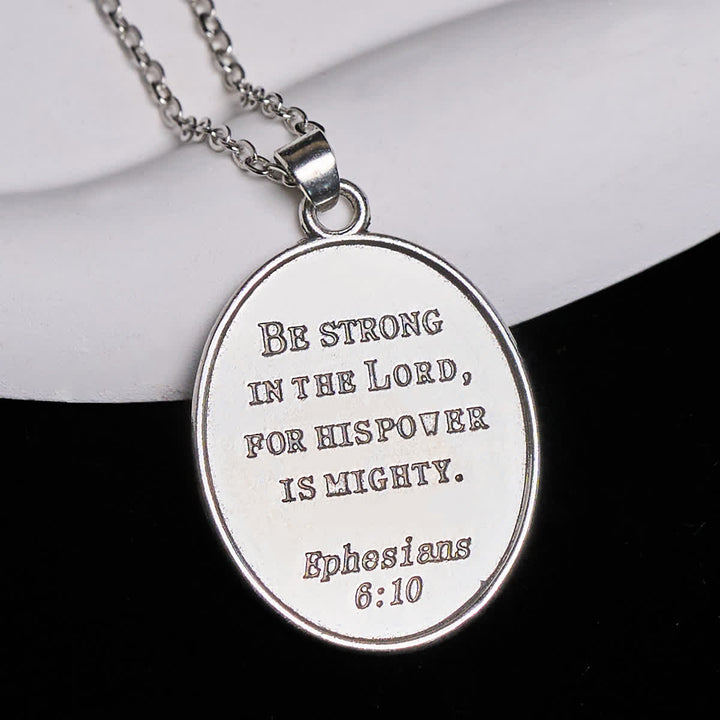 Two Tone Sword & Oval Shield St. Michael Pendant Necklace