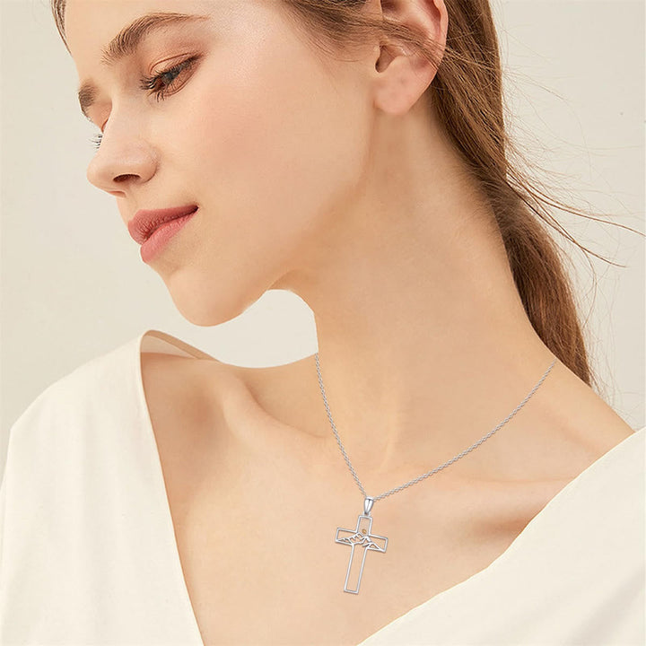 Mustard Seed Mountain Cross Necklace: Faith's Endurance & Nature's Wonder
