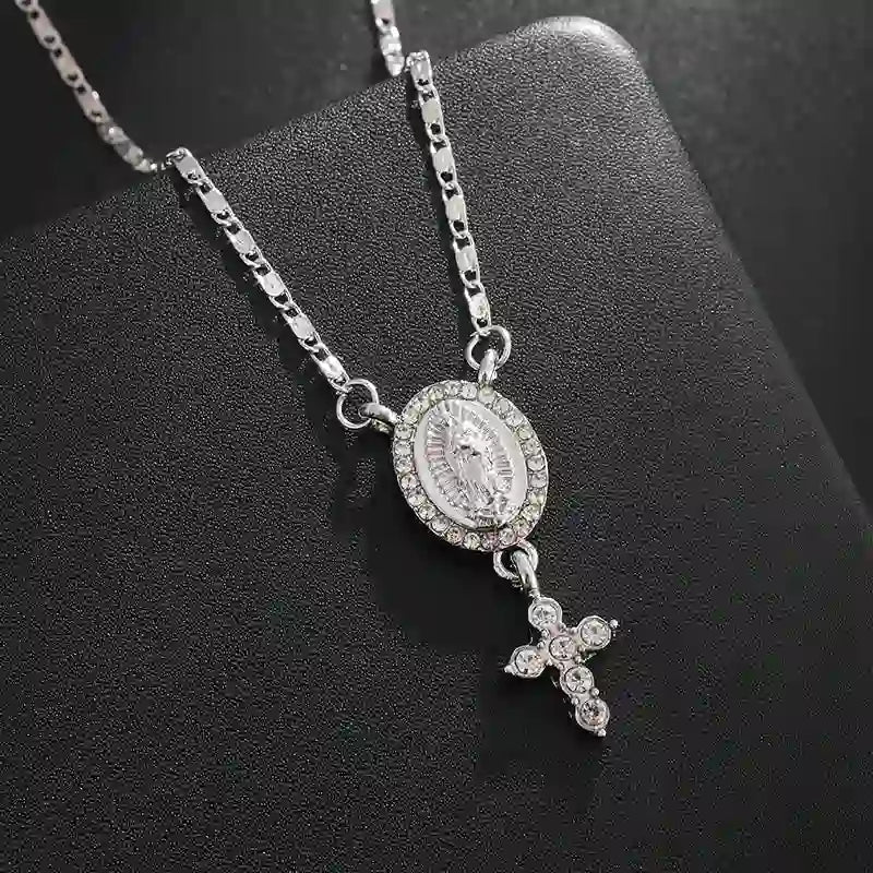 Our Lady & Cross Pendant Necklace: Divine Devotion & Timeless Elegance