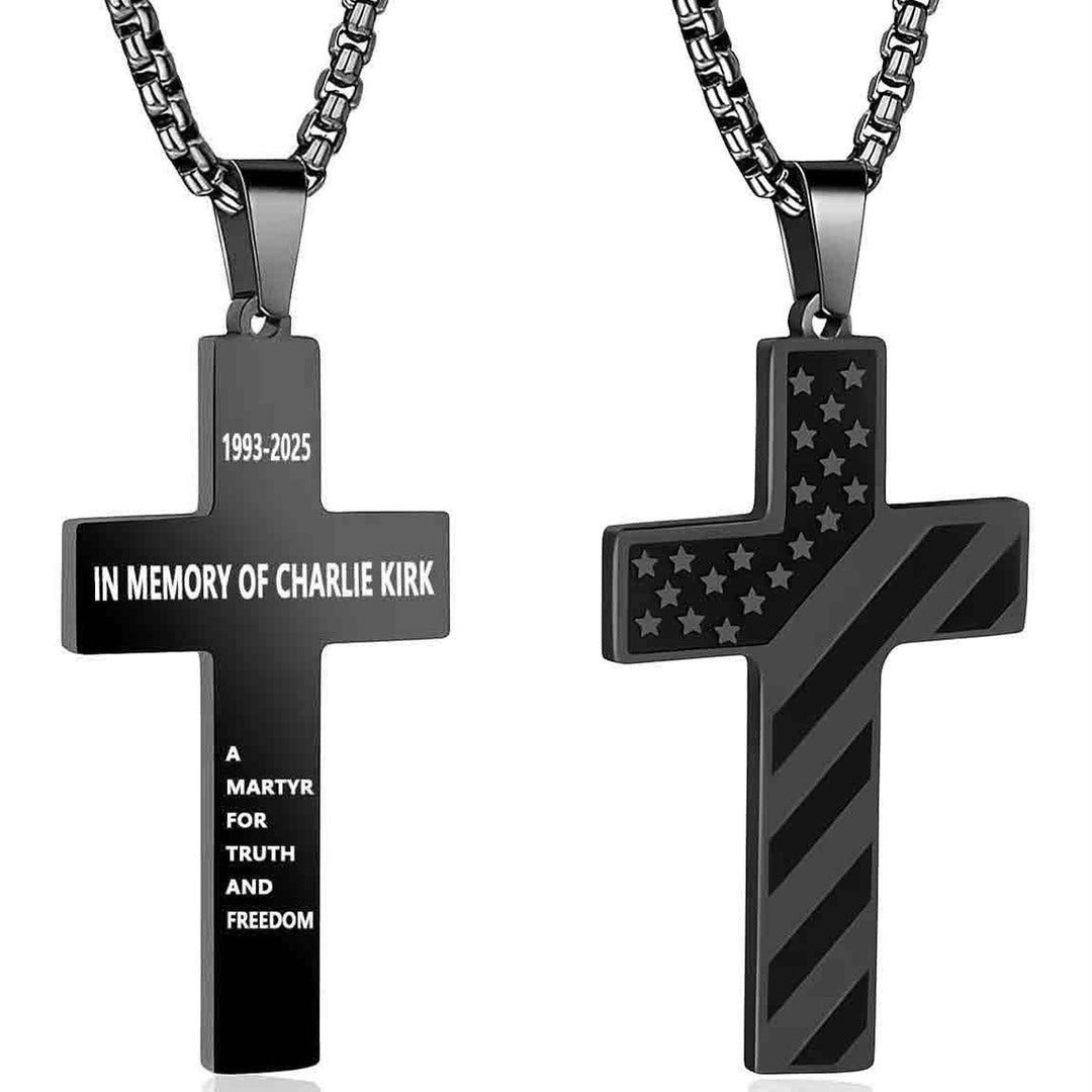 Tri-Color Cross Necklace with American Flag & Scripture: A Patriotic Expression